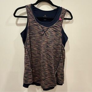 ✅5/$25 Tangerine size small layered Activewear Razorback tank Matching Navy top